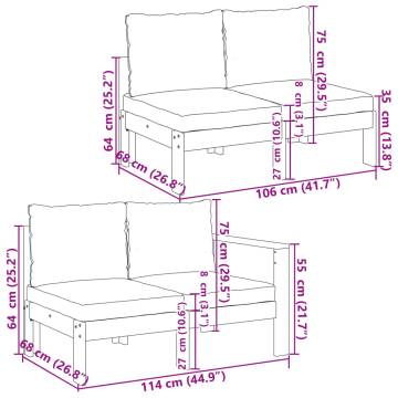 5 Piece Garden Sofa Set - Solid Acacia Wood with Cushions