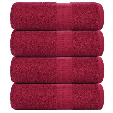 Guest Towels Set - 4 Pcs Bordeaux, 100% Cotton, 30x50 cm