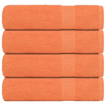 4 pcs Orange Shower Towels - 100% Cotton, 70x140 cm