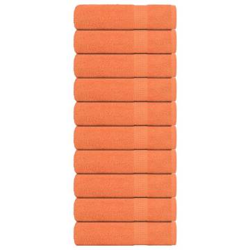 10 Pcs Orange Bath Towels - 100% Cotton, 100x150 cm | HipoMarket