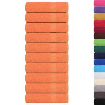 10 Pcs Orange Bath Towels - 100% Cotton, 100x150 cm | HipoMarket