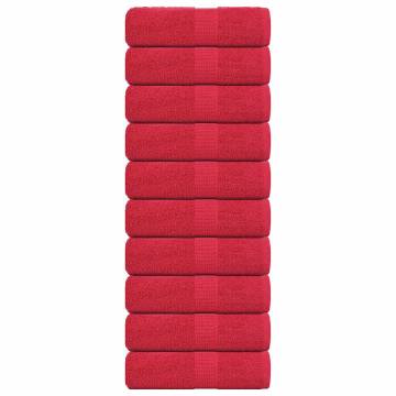 10 pcs Red Guest Towels - 100% Cotton | Hipomarket UK