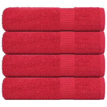 Hand Towels 4 pcs Red Cotton 50x100 cm - Soft & Absorbent