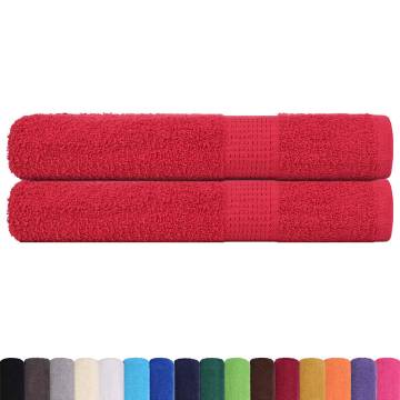 Red Cotton Towels 2 pcs 100x200 cm - Soft & Absorbent