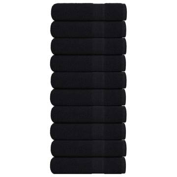 Hand Towels 10 pcs Black 50x100 cm 360 gsm 100% Cotton - HipoMarket