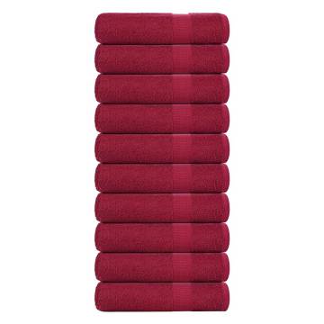 Hand Towels 10 pcs Bordeaux 50x100 cm 100% Cotton | Hipo Market