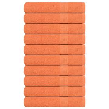 10 Pcs Orange Towels - 100% Cotton, Soft & Absorbent