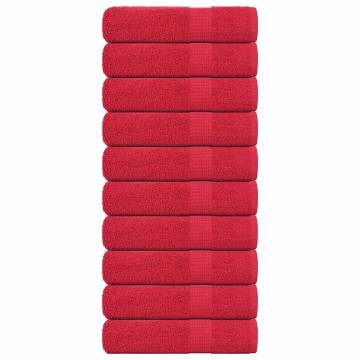 Soft & Absorbent Red Hand Towels - 10 Pcs 50x100 cm Cotton