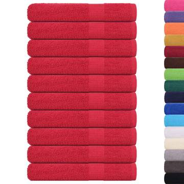 10 Red Sauna Towels | 100% Cotton, 80x200 cm | Hipomarket