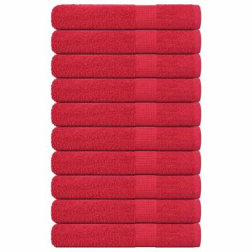 Red Cotton Towels Set - 10pcs, 100x200 cm, 360 gsm | HipoMarket