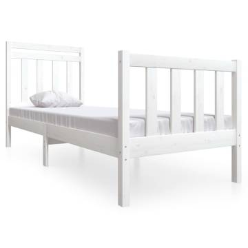 White Small Single Bed Frame 75x190 cm | Solid Wood Design