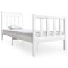 White Small Single Bed Frame 75x190 cm | Solid Wood Design