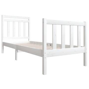 White Small Single Bed Frame 75x190 cm | Solid Wood Design