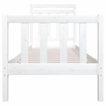 White Small Single Bed Frame 75x190 cm | Solid Wood Design