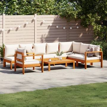 6 Piece Garden Sofa Set with Cushions - Solid Acacia Wood