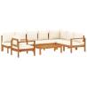 6 Piece Garden Sofa Set with Cushions - Solid Acacia Wood