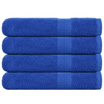 Blue Cotton Towels 4 pcs - Soft, Absorbent & 100x200 cm