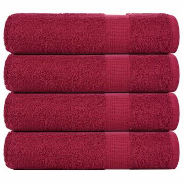 Hand Towels 4 pcs Bordeaux | 100% Cotton, 50x100 cm