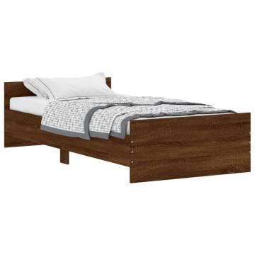 Brown Oak Bed Frame 90x200 cm - Durable Engineered Wood