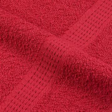 10 Pcs Red Bath Towels - 100% Cotton, 100x150 cm | Hipomarket