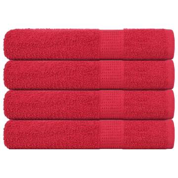 Sauna Towels 4 pcs Red - 100% Cotton & 360 gsm | Hipomarket UK