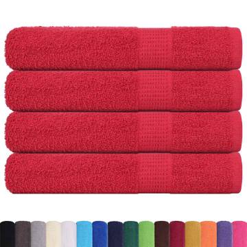 Sauna Towels 4 pcs Red - 100% Cotton & 360 gsm | Hipomarket UK