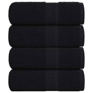 Black Guest Towels - 4 pcs, 100% Cotton, 30x50 cm