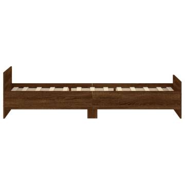 Brown Oak Bed Frame 90x200 cm - Durable Engineered Wood