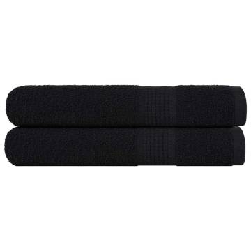 Black Cotton Towels (2 pcs) - 100x200 cm, 360 gsm | HipoMarket