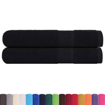 Black Cotton Towels (2 pcs) - 100x200 cm, 360 gsm | HipoMarket