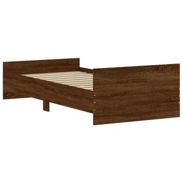 Brown Oak Bed Frame 90x200 cm - Durable Engineered Wood