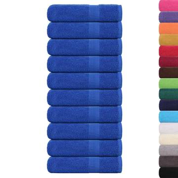 Hand Towels 10 pcs Blue - 100% Cotton, 50x100 cm | HipoMarket