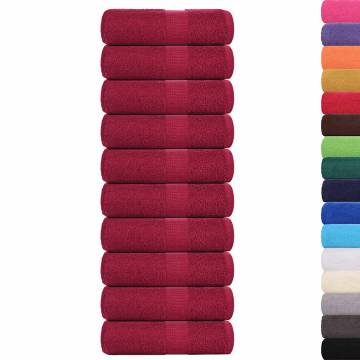 Guest Towels 10 pcs Bordeaux 30x50 cm - 100% Cotton