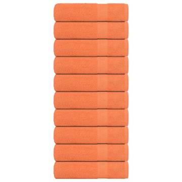 10 pcs Orange Shower Towels 70x140 cm - 100% Cotton