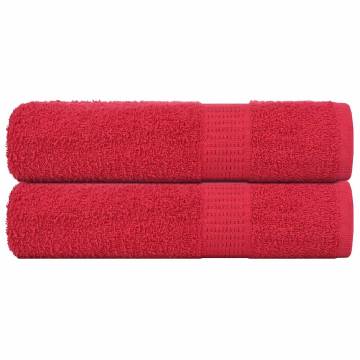 Hand Towels 2 pcs Red 50x100 cm - 100% Cotton | Hipo Market