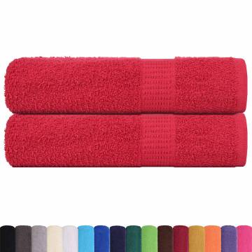 Hand Towels 2 pcs Red 50x100 cm - 100% Cotton | Hipo Market