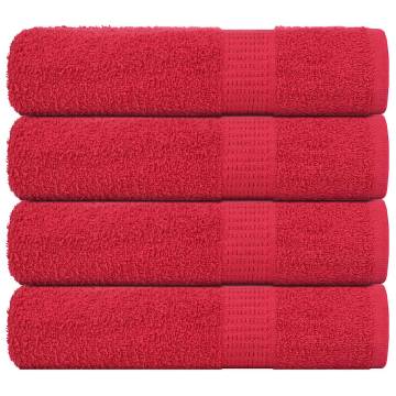 Shower Towels 4 pcs Red 70x140 cm - 100% Cotton & Absorbent