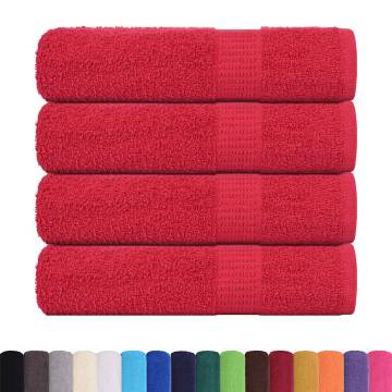 Shower Towels 4 pcs Red 70x140 cm - 100% Cotton & Absorbent