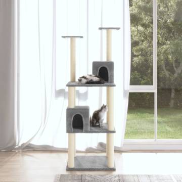 Cat Tree with Sisal Scratching Posts - Light Grey 141 cm