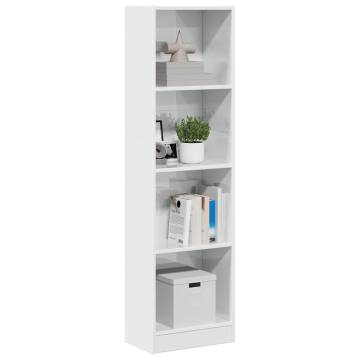 High Gloss White Bookcase - Modern Engineered Wood 40x24x143 cm