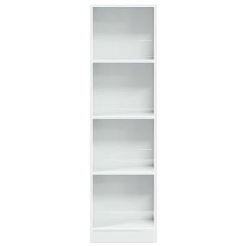 High Gloss White Bookcase - Modern Engineered Wood 40x24x143 cm