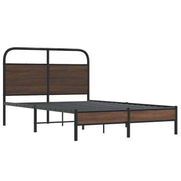 Brown Oak Bed Frame 140x190 cm | Stylish & Sturdy Design