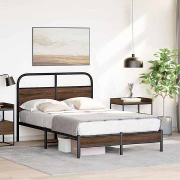 Brown Oak Bed Frame 140x190 cm | Stylish & Sturdy Design