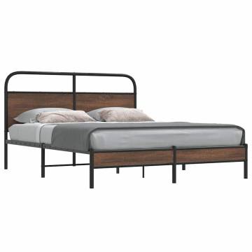 Brown Oak King Size Bed Frame 150x200 cm - Durable Design