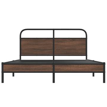 Brown Oak King Size Bed Frame 150x200 cm - Durable Design