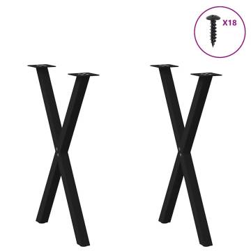 X-Shaped Dining Table Legs - Steel Black 50x(72-73) cm - 2 pcs