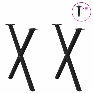 X-Shaped Dining Table Legs - 2 pcs Black Steel | HipoMarket