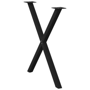 X-Shaped Dining Table Legs - 2 pcs Black Steel | HipoMarket