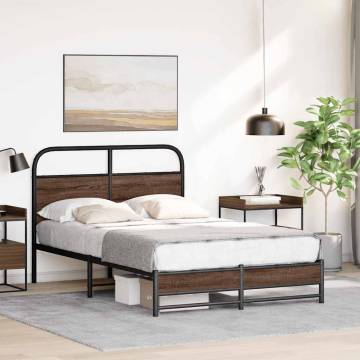 Robust Brown Oak Bed Frame 120x190 cm - Stylish & Durable