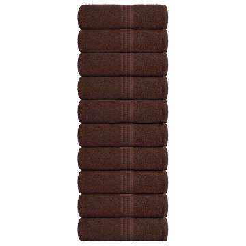 Guest Towels 10 pcs Brown 30x50 cm | 100% Cotton - Hipomarket